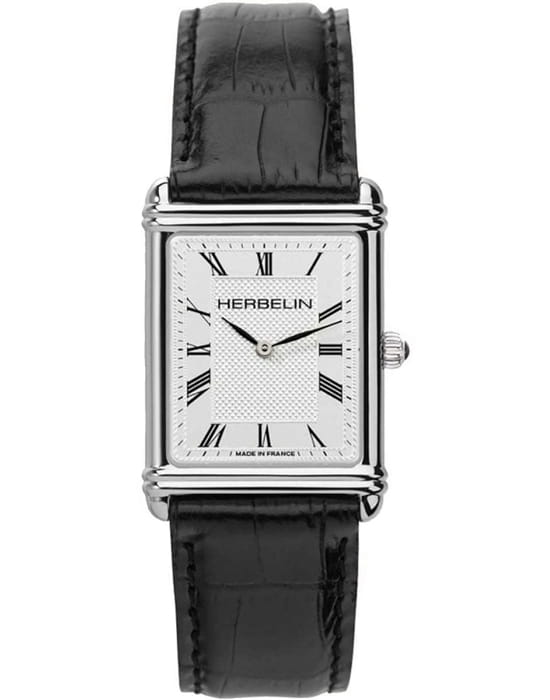 Herbelin Herbelin Art Deco 17468AP08  17468AP08 кварцевые мужские часы белый циферблат, браслет кожаный — вид спереди