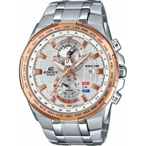 Casio Casio Edifice EFR-550D-7A EFR EFR-550D-7A кварцевые мужские часы белый циферблат, браслет нержавеющая сталь — вид спереди