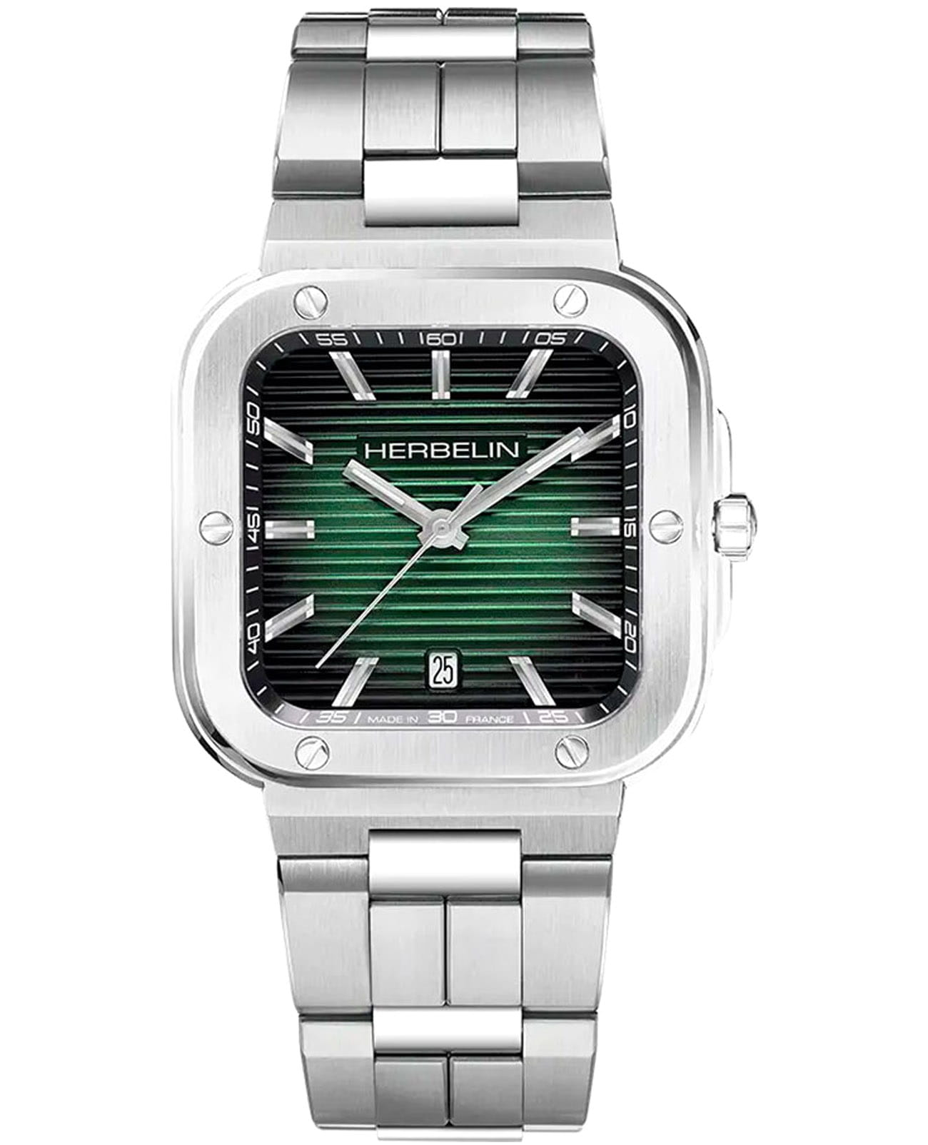 Herbelin Herbelin Cap Camarat 12246B16  12246B16 кварцевые мужские часы зеленый циферблат, браслет нержавеющая сталь — вид спереди