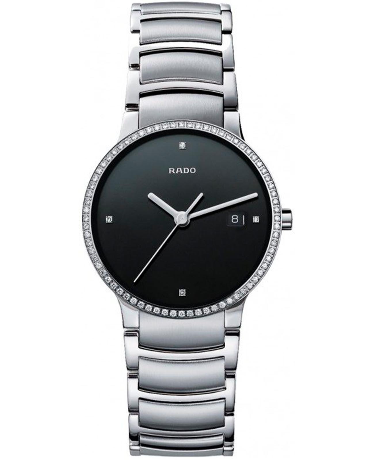 Rado Rado Centrix Diamonds R30630713  R30630713 кварцевые мужские часы черный циферблат, браслет сталь + высокотехнологичная керамика — вид спереди