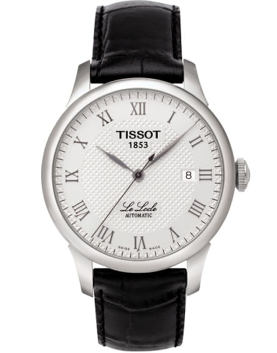 Tissot Tissot Le Locle Automatic T41.1.423.33 Le Locle Automatic T41142333 механические мужские часы белый циферблат, браслет кожаный — вид спереди