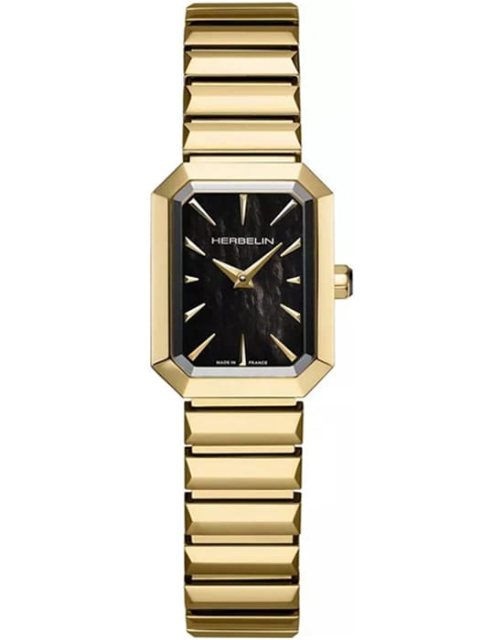 Herbelin Herbelin Octogone 17556BP1N49  17556BP1N49 кварцевые женские часы перламутровый циферблат, браслет нержавеющая сталь с pvd-покрытием — вид спереди