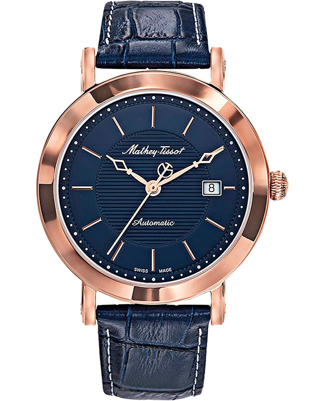 Mathey-Tissot Mathey-Tissot City Auto HB611251ATPBU  HB611251ATPBU механические мужские часы синий циферблат, браслет кожаный — вид спереди