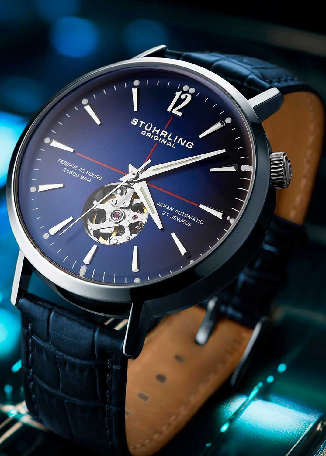 Оригинальные часы Stuhrling Stuhrling Quasar 1021.02 механические калибр механизма miyota 8n24 общий вид