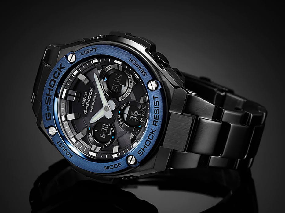 Casio Casio G-Shock GST-W110BD-1A2 GST G-Steel, наручные мужские часы фото под углом