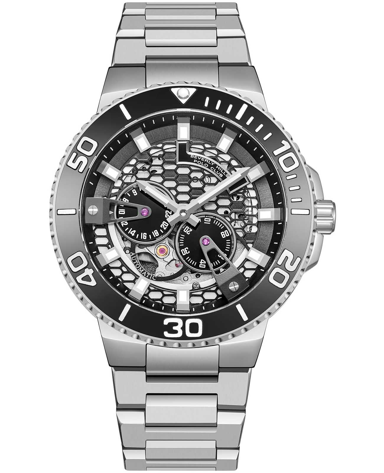 Beverly Hills Polo Club Beverly Hills Polo Club BP3702X.350  BP3702X.350 механические мужские часы  циферблат, браслет нержавеющая сталь — вид спереди