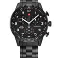 Swiss Military by Chrono Swiss Military by Chrono SM34012.04  SM34012.04 кварцевые мужские часы  черный циферблат, браслет нержавеющая сталь с pvd-покрытием — вид спереди
