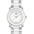 Tissot Tissot Cera T064.210.22.011.00  T0642102201100 кварцевые женские часы  белый циферблат, браслет сталь + керамические вставки — вид спереди
