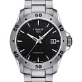 Tissot Tissot V8 Swissmatic T106.407.11.051.00 V8  T1064071105100 механические мужские часы  черный циферблат, браслет нержавеющая сталь — вид спереди