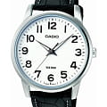 Casio Casio MTP-1303PL-7B  MTP-1303PL-7B кварцевые мужские часы  белый циферблат, браслет кожаный — вид спереди