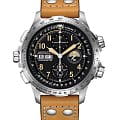 Hamilton Hamilton Khaki Aviation X-Wind Day Date Auto Chrono H77796535  H77796535 механические мужские часы черный циферблат, браслет кожаный — вид спереди