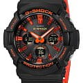 Casio Casio G-Shock GAW-100BR-1A  GAW-100BR-1AER электронные мужские часы  оранжевый циферблат, браслет пластик — вид спереди