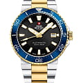 Swiss Military by Chrono Swiss Military by Chrono Automatic Dive SMA34086.08  SMA34086.08 механические мужские часы  черный циферблат, браслет сталь c pvd покрытием — вид спереди