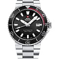 Swiss Military by Chrono Swiss Military by Chrono Automatic Dive SMA34086.01  SMA34086.01 механические мужские часы  черный циферблат, браслет нержавеющая сталь — вид спереди