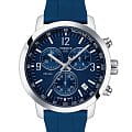 Tissot Tissot PRC 200 Chronograph T114.417.17.047.00 PRC 200 T1144171704700 кварцевые мужские часы  синий циферблат, браслет каучук — вид спереди