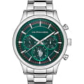 U.S. Polo Assn. U.S. Polo Assn. Crossing USPA1010-10  USPA1010-10 кварцевые мужские часы зеленый циферблат, браслет нержавеющая сталь — вид спереди