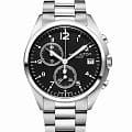 Hamilton Hamilton Khaki Aviation Pilot Pioneer Chrono H76512133  H76512133 кварцевые мужские часы  черный циферблат, браслет нержавеющая сталь — вид спереди