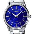 Casio Casio MTP-1303PD-2A  MTP-1303PD-2A кварцевые мужские часы  синий циферблат, браслет нержавеющая сталь — вид спереди