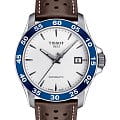 Tissot Tissot V8 Swissmatic T106.407.16.031.00 V8  T1064071603100 механические мужские часы  белый циферблат, браслет кожаный — вид спереди