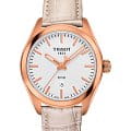 Tissot Tissot PR 100 Lady T101.210.36.031.00 PR 100 T1012103603100 кварцевые женские часы  белый циферблат, браслет кожаный — вид спереди