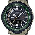 Casio Casio Pro Trek PRT-B70-5 PRT PRT-B70-5ER кварцевые мужские часы  зеленый циферблат, браслет пластик — вид спереди