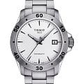 Tissot Tissot V8 Swissmatic T106.407.11.031.01 V8  T1064071103101 механические мужские часы  белый циферблат, браслет нержавеющая сталь — вид спереди