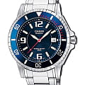 Casio Casio MTD-1053D-2A  MTD-1053D-2A кварцевые мужские часы  синий циферблат, браслет нержавеющая сталь — вид спереди
