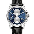 Hamilton Hamilton Jazzmaster Auto Chrono H32596741  H32596741 механические мужские часы синий циферблат, браслет кожаный — вид спереди