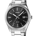 Casio Casio Collection MTP-1302PD-1A1  MTP-1302PD-1A1 кварцевые мужские часы  черный циферблат, браслет нержавеющая сталь — вид спереди